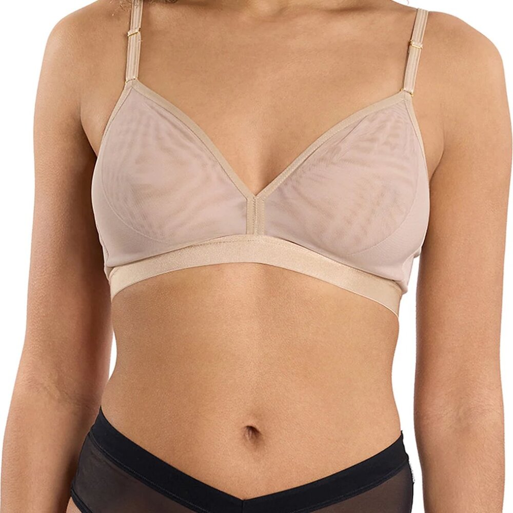 Hanky Panky Mesh Triangle Bralette in Chai